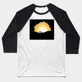 walkers with dog at sunset Baseball T-Shirt